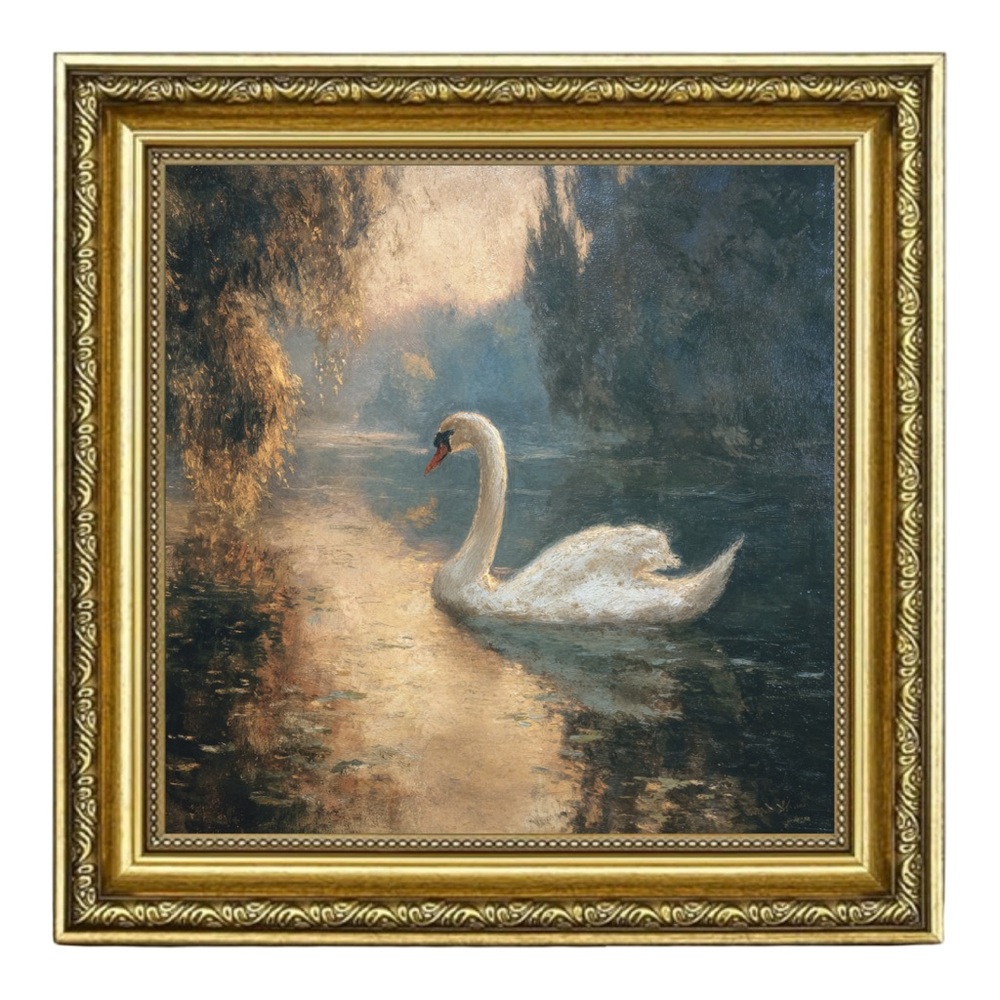 Framed Tranquil Swan Art